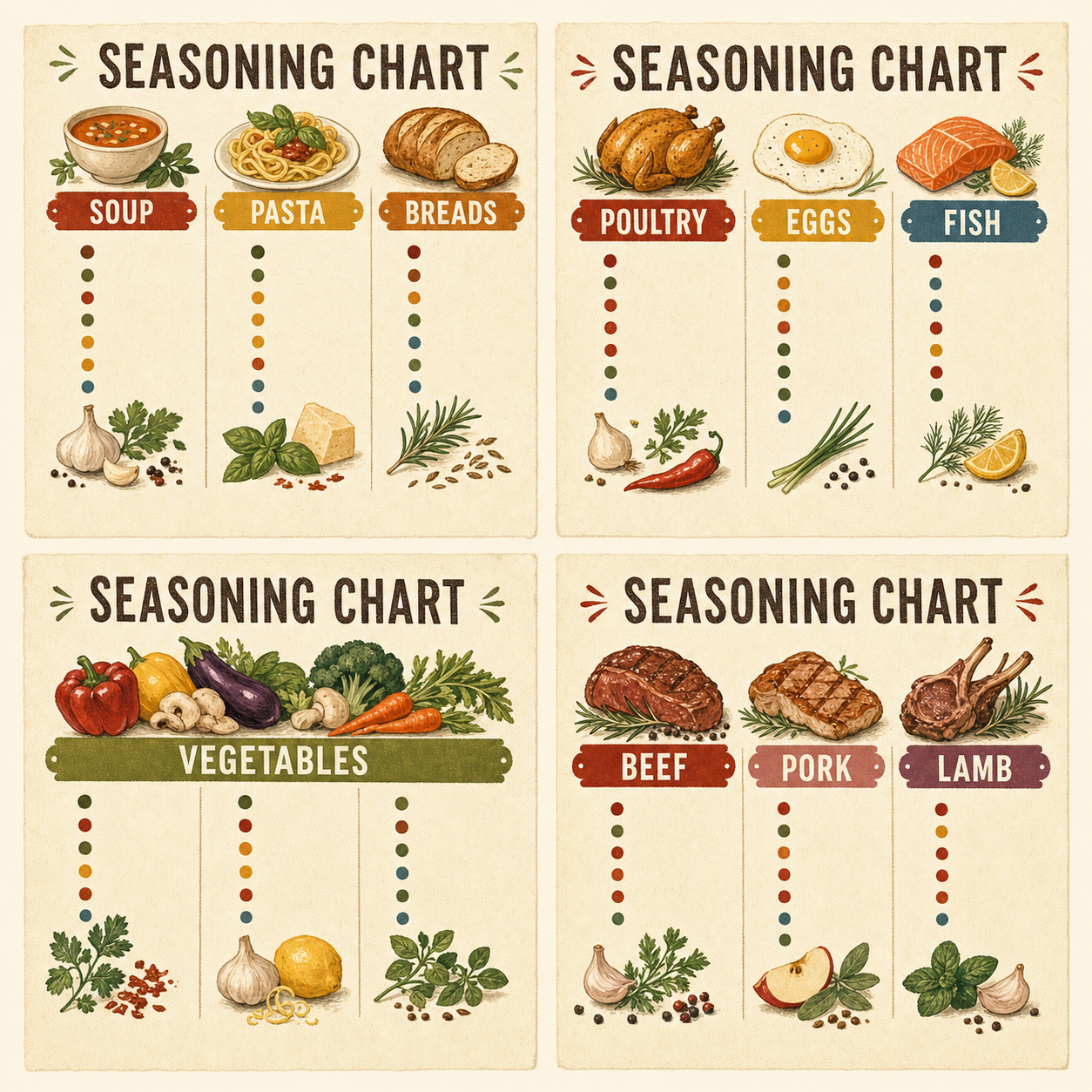 Generated seasoning reference chart illustration