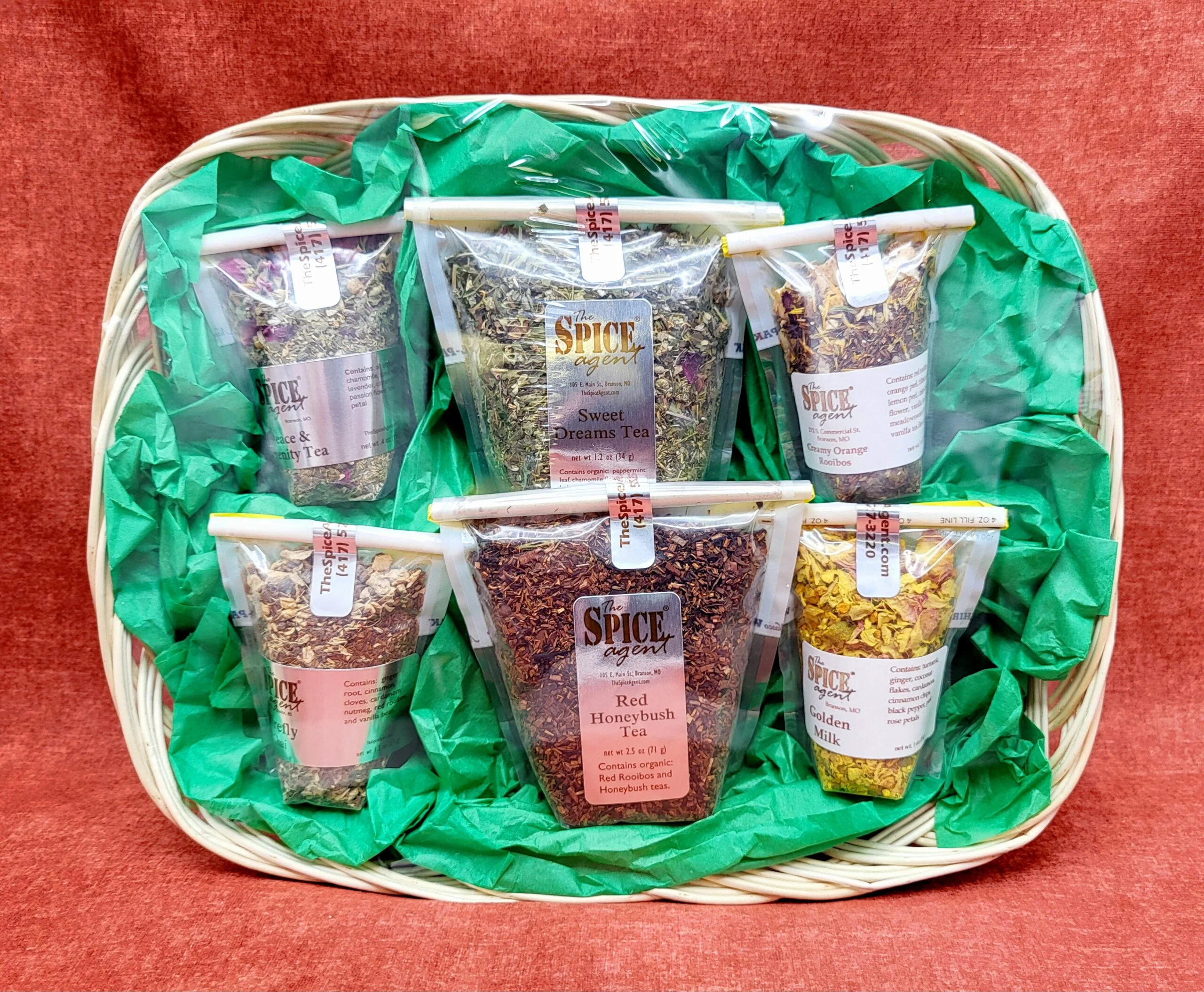 Relax Tea Basket gift arrangement