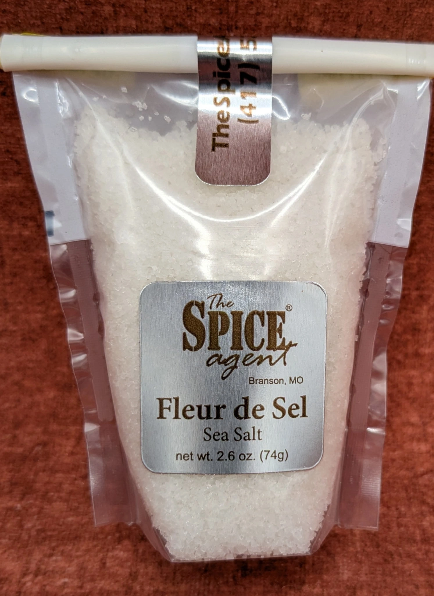 Current refill bag of Fleur de Sel, net weight 2.6 ounces