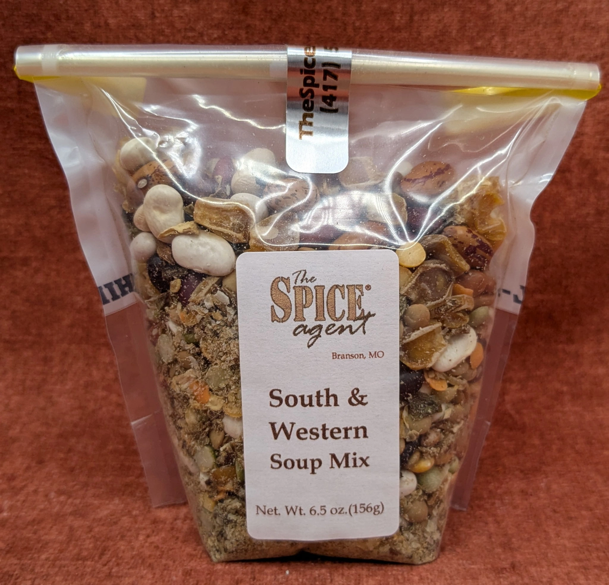Current refill bag of South and Western Soup Mix, net weight 6.5 ounces